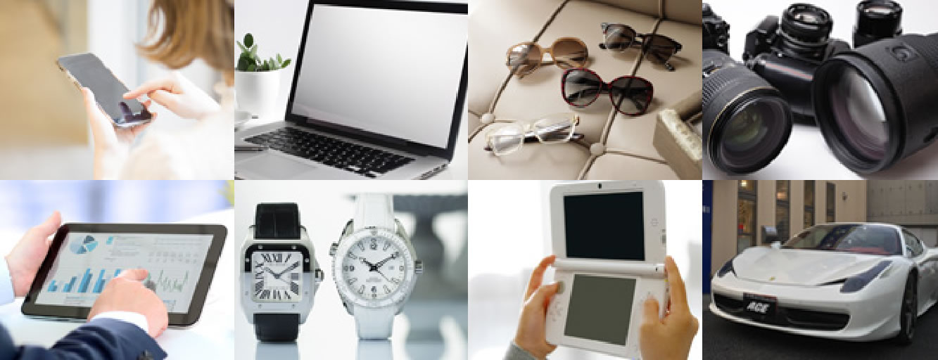 タブレット・時計・メガネ・サングラス・ゲーム機・カメラモニター・レンズ・パソコン・車・バイクなどイメージ
