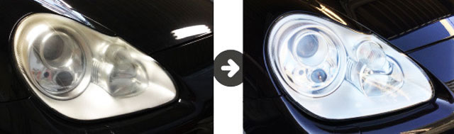 ヘッドライトコーティング重度の場合