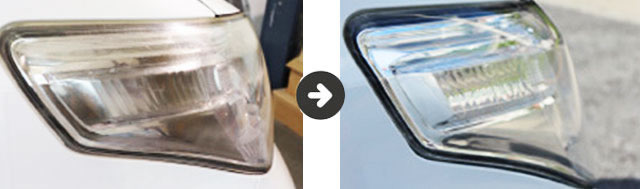 レンズまでクラック割れしている劣化重度状態